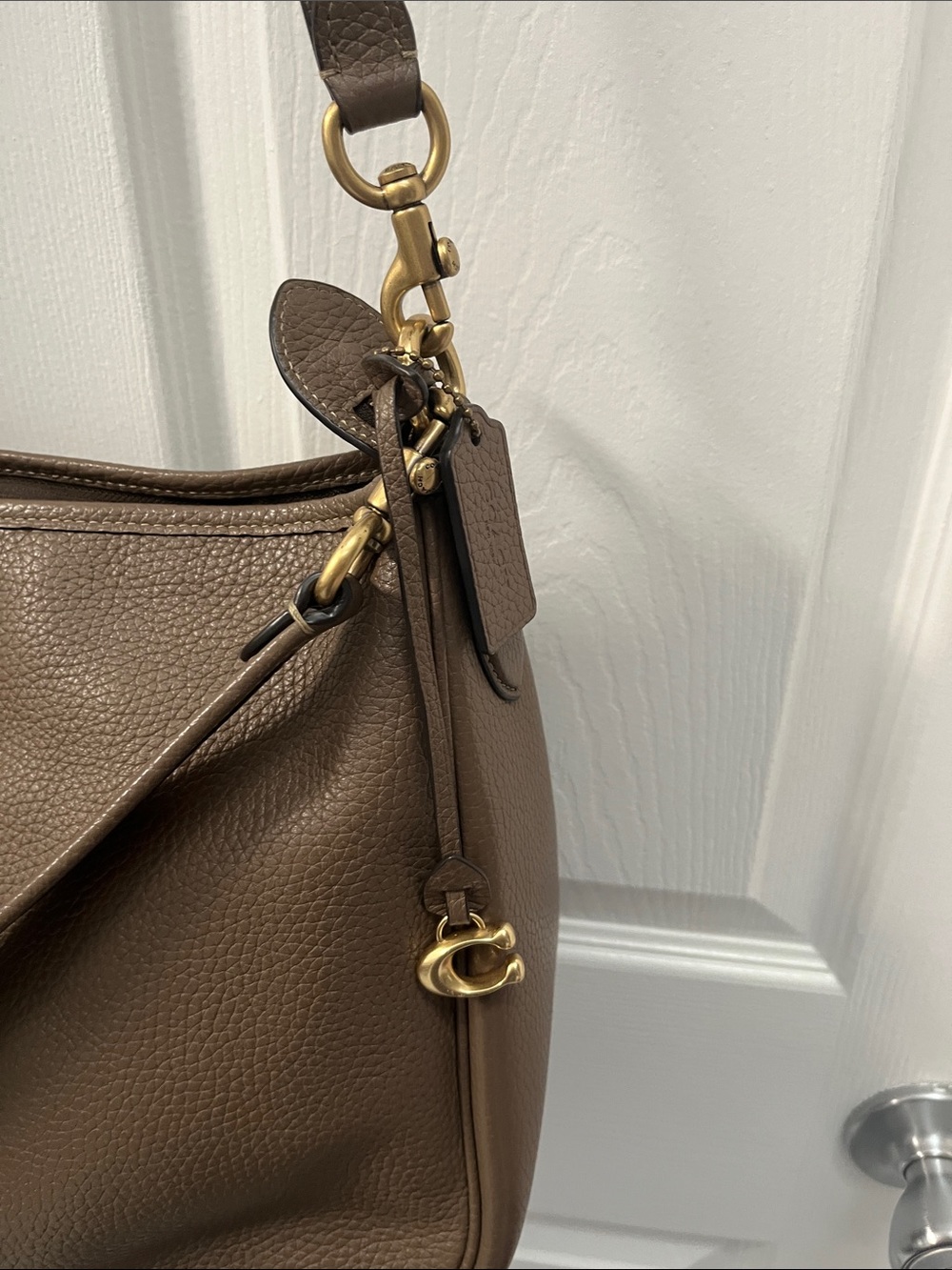 Coach Brown Pebbled Leather Shoulder Bag - Picture 6 of 8